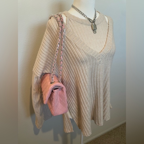 Beige Ribbed Soft Sleeveless Top 2 Piece - Picture 1 of 8